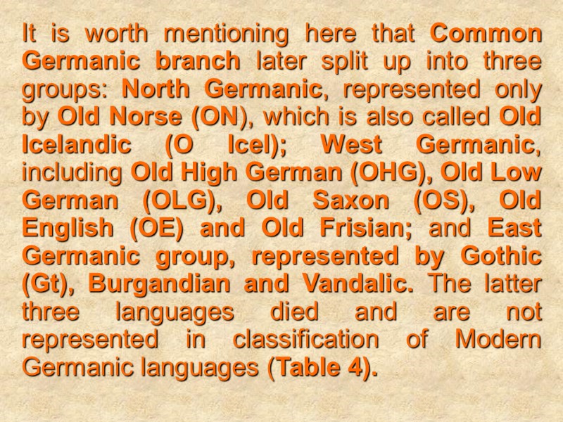 It is worth mentioning here that Common Germanic branch later split up into three